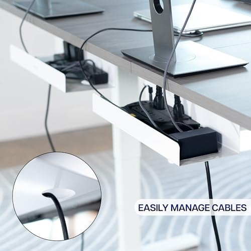VIVO 2 Pack White 17 inch Extra Deep Cable Management Tray, DESK-AC16-2CW - Image 6