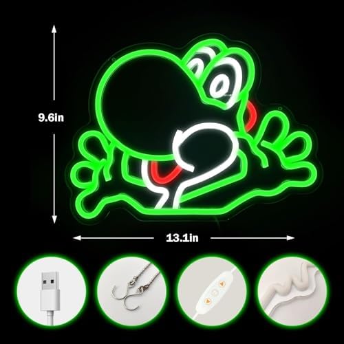 Animal Neon Sign for Wall Decor Dimmable Anime Neon Sign Green Led Anime Neon Lights Neon Signs Anime Gamer Neon Sign for Game Room Living Room for Gifts - Image 3