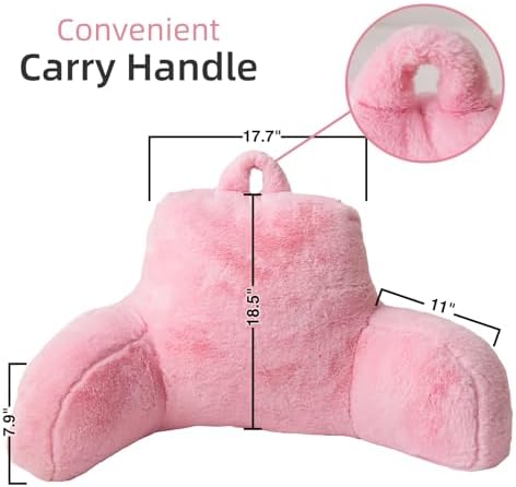 A Nice Night BabyPink Reading Pillow, 18.5" Bed Wedge Pillows with Arms - Image 2