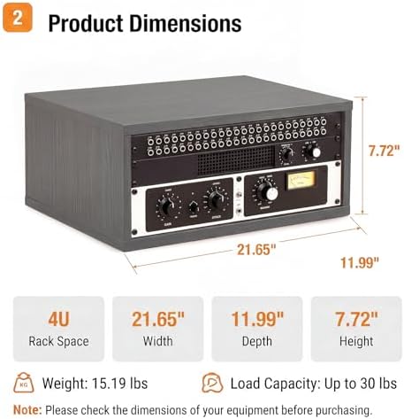 AceOrbit 4U Wooden Studio Rack for Pro Audio Gear 4u Audio Rack Case in Oak Finish Compact Efficient Desktop Storage Protect Equipment Studio Control Home Room Use(Gray) - Image 3