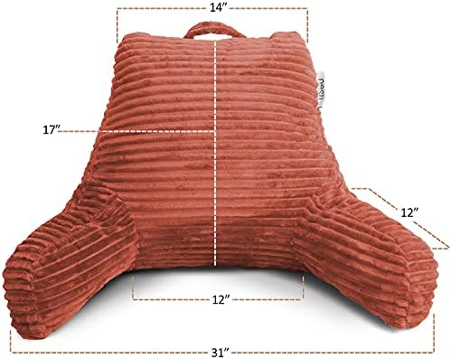 Nestl Misty Rose Reading Pillow with Bed Desk for Laptop and Writing, Luxe Cut Plush Back Pillow for Sitting Up, Back and Arms Adjustable Support for Adult and Teens, Foldable Lap Desk for Bed 22x14” - Image 3