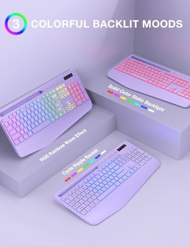SABLUTE Wireless Keyboard and Mouse Combo, 9 Backlit Effects, RGB, 2.4GHz - Image 2