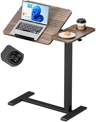 BZIUM Overbed Bedside Table with Hidden Wheels, Adjustable Medical Tilt Top Hospital Bed Table Over The Bed, Rolling Desk Mobile Standing Desk (31.5x15.8, Walnut) by Unknown