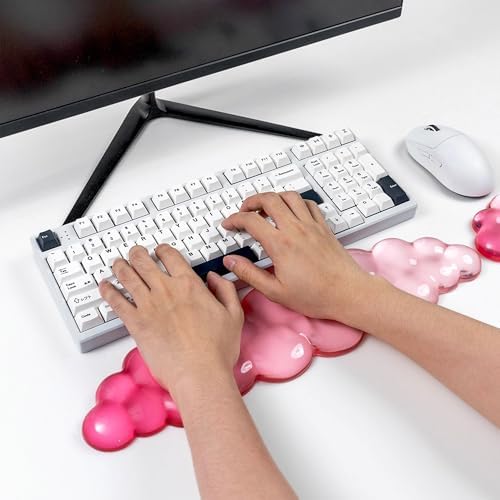 Gel Keyboard and Mouse Wrist Rest, Cloud Wrist Pad for Computer Keyboard | White Pink Wrist support for Keyboard 60%/68%/75%,Cloud Wrist Rest,Keyboard Cushion, Comfort & Support for Typing and Gaming - Image 2