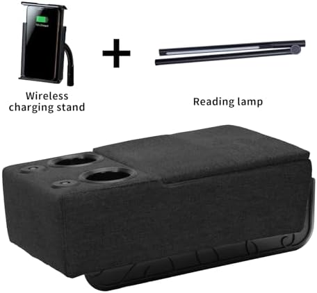 Removable Sofa Armrest with Cup Holder, PU Leather Multifunctional Couch Caddy Storage Arm Rest with Power Wireless Charging Stand & LED Reading Light for Sofa Middle Seat Adjustable - Image 3