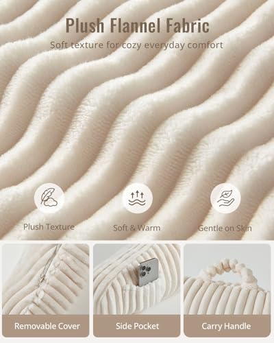 Blissful Diary Reading Pillow for Sitting in Bed, Large Flannel Back Pillow Bed Sitting Up for Adult & Children, Backrest Cushion for Sit Up in Couch or Floor, Dorm Essentials, Cream White - Image 7