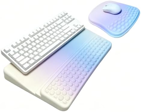 Keyboard Wrist Rest -Ergonomic Keyboard Stand with Wrist Rest- with Carpal Tunnel Pain Relief Massage Bumps and Full Memory Gel Design - Ideal Frequent Computer (Blue Yellow Ombre) by WENPIC