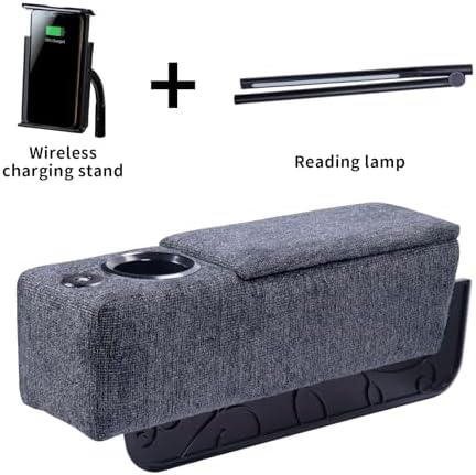 Multifunctional Sofa Armrest, Couch Armrest with Cup Holder, Removable Sofa Caddy with Storage,Equipped with LED Reading Light&Wireless Charge Stand, Navy - Image 2