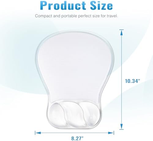 Ospelelf Mouse Pad with Wrist Rest Set Gel Ergonomic Wrist Support Anti-Slip Rubber Bottom Office Women Desk Accessories for Computer, Laptop and Gaming, Clear - Image 6
