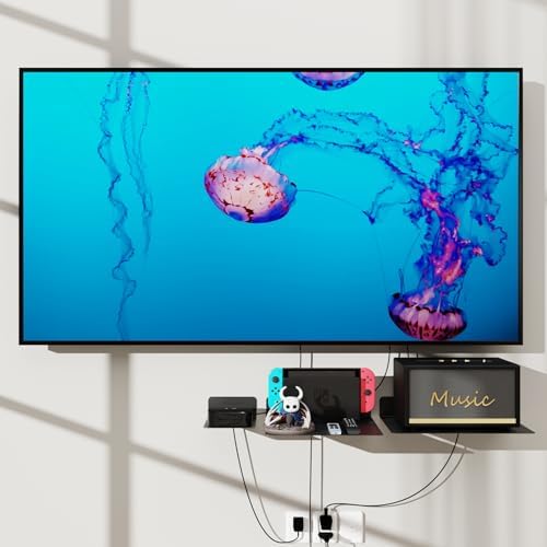 Floating Metal Wall Mount Shelf,Shelf for Projector,TV Cable Box,Router,Speaker,Sound Bar,Camera,Gaming,Decor Display (Black, 5.5" x 4.7") - Image 6