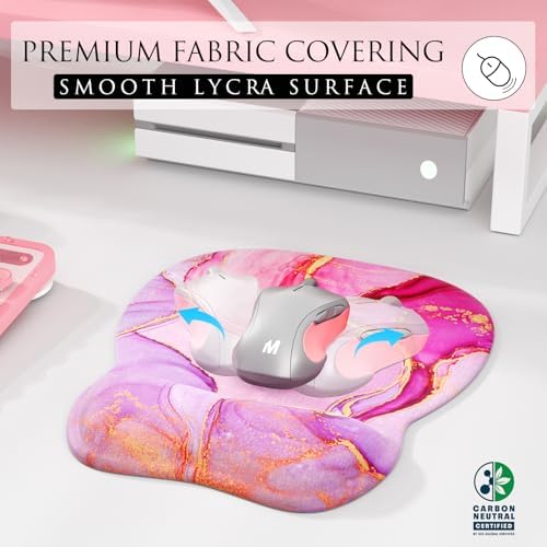 MROCO Ergonomic Mouse Pad with Gel Wrist Rest, 9.4 x 8.1 in, Pink Marble - Image 2