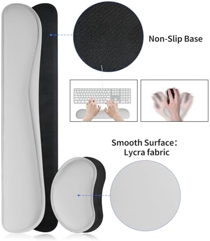 Bloss Leather Desk Pad and Keyboard Wrist Rest, Large Mouse Pad + Keyboard Pad+Mouse Wrist Support, Non-Slip Desk Mat Protector for Office, Home(35.4×15.7 Inches, Light Grey) - Image 4