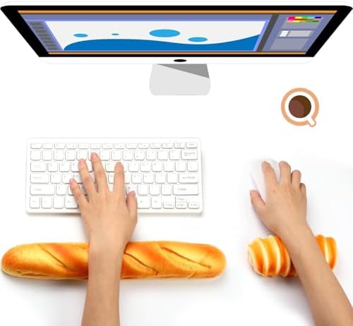 Flutesan 2 Pieces Keyboard Mouse Wrist Rest Pad Wrist Rest Support Funny Desk Pad Toast Bread Keyboard Rest Cute Cushion for Typing(Mixed Style,13.4 x 2.2 x 1.6/5.9 x 1.6 x 2.4 Inch) by Flutesan