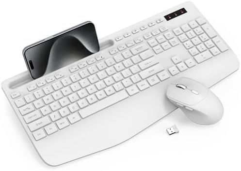 Wireless Keyboard and Mouse Combo - Full-Sized, Ergonomic Wrist Rest by Trueque