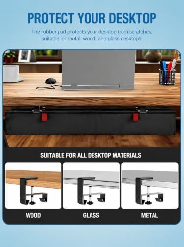 No Drill Under Desk Cable Management Tray, 90cm Cord Organizer for Table, Clamp/Screw Mount Desk Cable Management - Image 6