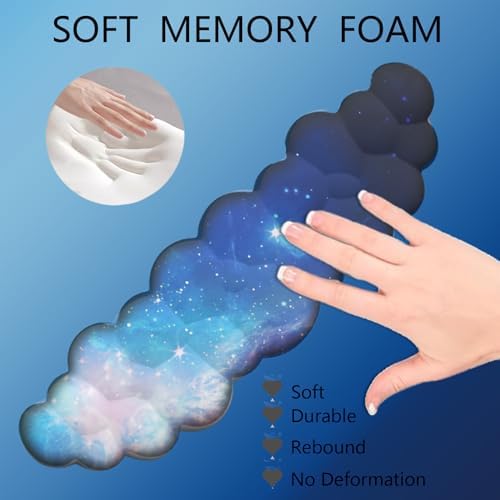 Cloud Wrist Rest Keyboard Galaxy Mouse Pad with Wrist Rest Ergonomic Space Wrist Pad Memory Foam Non-Slip Wrist Pad Support for Computer Laptop Gaming Home Office Relief Typing Pain Gradient Blue - Image 3