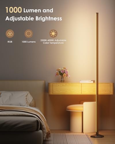 2PCS Corner Floor Lamp, RGB Color Changing Mood Light with Remote Control, Dimmable LED Corner Lamp with Music Sync, Modern Floor Lamp for Living Room Gaming Room - Image 3