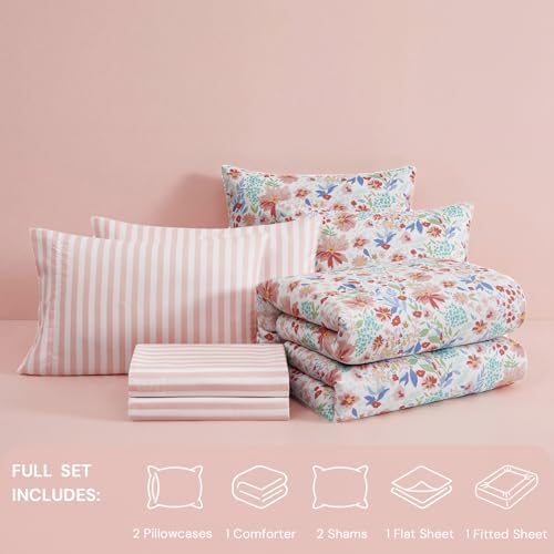 Full Size Comforter Sets for Girls - 7 Pieces Floral Full Size Bedding Sets - Image 6