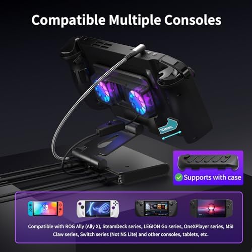 Adjustable Stand Steam Deck Docking Station with RGB Light Cooling Fan - Image 5