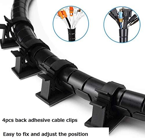 Black Computer Cable Management Sleeves Value Pack, Large 1.1" Pet Proof Cable Cover for Wires and 0.87" Cord Organizer Tube for Home TV Office Organization - Image 6