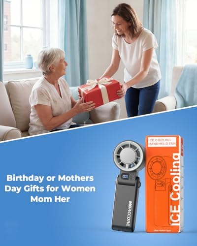 MORECORE Portable Handheld Fan with Ice Cooler, [Instant Chill to 50℉], Gifts for Men Mom Women Grandma Girl Her Hot Flash, 5000mAh Portable Cooling Fan, Camping/Cruise/Travel Essentials 2026 - Image 4