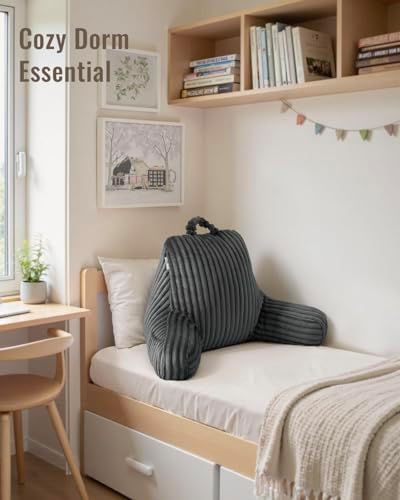 Blissful Diary Reading Pillow for Sitting in Bed, Flannel Back Pillow Bed Sitting Up for Adult & Children, Backrest Cushion for Sit Up in Couch or Floor, Dorm Essentials, Dark Gray - Image 7