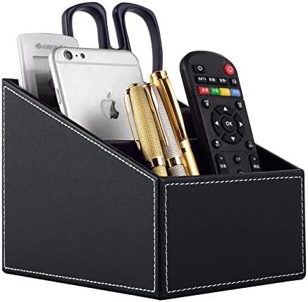 TV Remote Control Holder with 3 Compartments, Media Accessory Storage, Storage box, Storage Rack, Desk Organizers(Black(2 pieces)) - Image 4