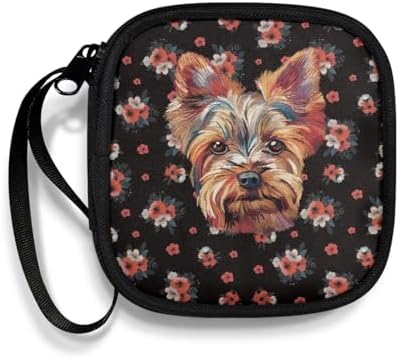 Dog and Flower Headphone Bag Travel Headphones Carrying Case, Protective Shell Travel Bag for Cable, Charger Storage for Earphone, Earbud, Earpieces by Unknown