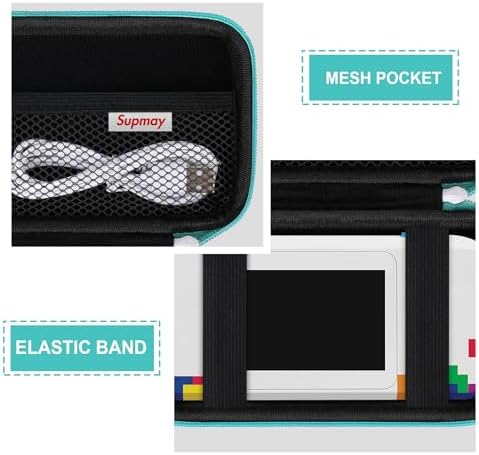 Supmay Hard Travel Case for My Arcade Atari Pocket Player Pro, Portable Video Game System Handheld Game Protection Case with Mesh Pocket for Batteries and USB-C Cable, Green - Image 4