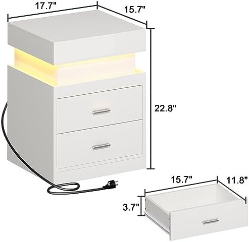 ChooChoo LED Nightstand with Charging Station and Sliding Storage - Image 2