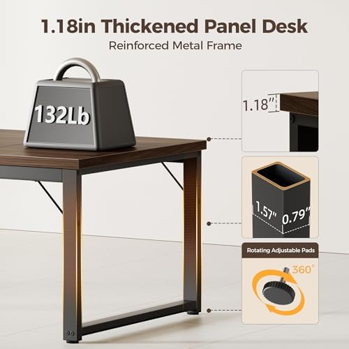 Mericonia 63x28 Inch Computer Desk, 1.2" Thick Heavy Duty Office Table - Image 4