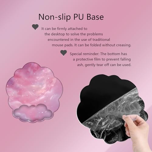 Cloud Keyboard Wrist Rest Galaxy Mouse Pad with Wrist Rest Ergonomic Space Wrist Pad Memory Foam Non-Slip Wrist Support for Computer Laptop Gaming Home Office Relief Typing Pain Pink Stars - Image 2
