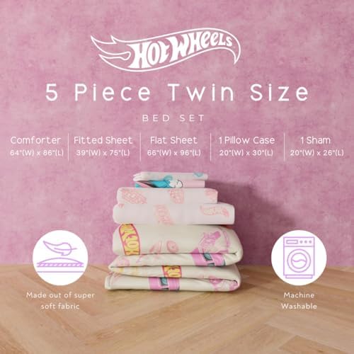 Hot Wheels Girls Kids Bedding Super Soft Comforter and Sheet Set with Sham, 5 Piece Twin Size, (Officially Licensed Product) By Franco - Image 3