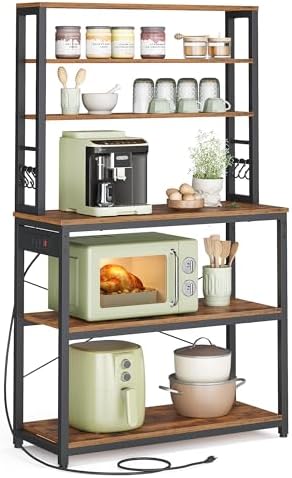 VASAGLE Coffee Bar, 31.5 Inches 6-Tier Baker's Rack with 6 Hooks by Unknown