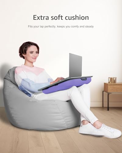 Lap Desk with Washable Cushion – Fits up to 15.6-Inch Laptops – Portable Laptop Desk & Stand – Bed desks & Tray for Writing, Reading, Working, Gaming on Bed, Couch, Floor – Istudyniture-Small, Purple - Image 3