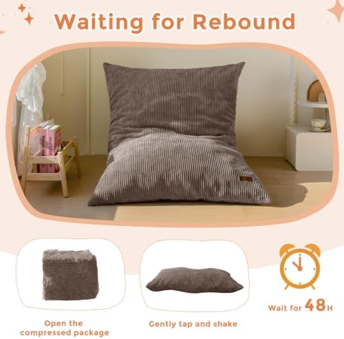 MAXYOYO 3 in 1 Kids Bean Bag Chair, Comfy Floor Sofa with Removed Cover | Convertible Chair Folds from Bean Bag to Lounger, Floor Couch with High-Density Foam Filling, Floor Sofa for Gaming, Brown - Image 7
