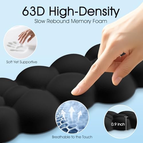Cloud Wrist Rest Keyboard Cushion and Cloud Mouse Pad, Black | 4-in-1 Ergonomic Cloud Keyboard Wrist Rest Set, Memory Foam, Arm Support for Palm, Cute Desk Accessory for PC Gaming Setup - Image 4