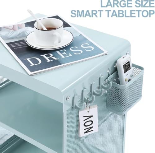 SYKIARIOL Kids Nightstand for Girls, 3-Tier Storage Shelf, Mint Green - Image 4