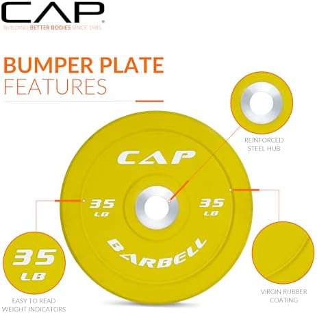 CAP 2-inch Olympic Bumper Plate Weight Set | 100-370 lbs | Multiple Colors | Storage Rack Optional - Image 2