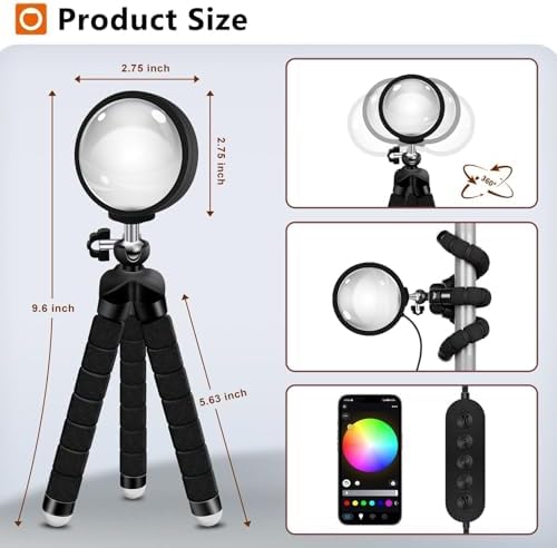 Sunset Lamp with App Control – 360° Rotatable Multicolor Sunset Projector, 16M Colors, Perfect for Bedroom Decor, Photography, TikTok Live, Parties & Gifts - Image 5