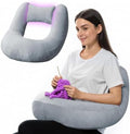 Crochet Pillow for Lap Support with Detachable Back Support, Grey by Pyurifai
