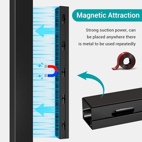 Cable Raceway - Magnetic Cable Management Under Desk with Upgraded Aesthetic Large Hole, Cord Organizer Kit for Hiding Computer, Gaming Desk, Network, Power Cord, TV - 8PCS 8x15.7in Black - Image 5