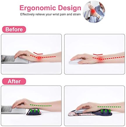 MOSISO Peony Wrist Rest Support for Mouse Pad & Keyboard Set, Blue - Image 3