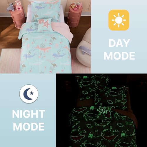 Twin Comforter Set for Girls/Boys-3 Pieces Ocean Glow in the Dark Bedding - Image 5