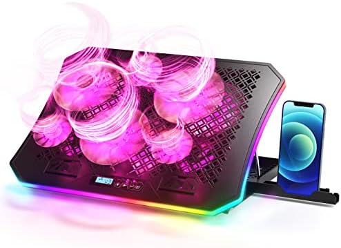 Laptop Cooling Pad, KeiBn RGB Laptop Cooler for 15.6-17.3 Inch Laptops, with 10 Modes Lights | 6 Fans | 7 Height Stands | 2 USB Ports | Desk or Lap Use (A8/Purple) by KeiBn-BornforyouBurntoever