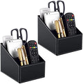 TV Remote Control Holder with 3 Compartments, Media Accessory Storage, Storage box, Storage Rack, Desk Organizers(Black(2 pieces)) by RHCSZ