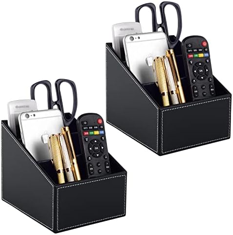 TV Remote Control Holder with 3 Compartments, Media Accessory Storage, Storage box, Storage Rack, Desk Organizers(Black(2 pieces)) by RHCSZ