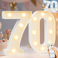 Pooqla 70th Birthday Decorations for Women Men, Decorative Marquee Numbers with Remote, Light Up 70 Sign for Party Backdrop 70th Wedding Anniversary Decor, Warm White and Cool White Number 70 by Pooqla