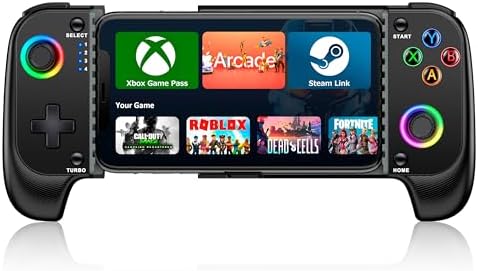 Wireless Phone Controller for iPhone/Android No Deadzone, Mobile Gaming Controller Support Xbox Game Pass, Steam Link, GeForce Now, Call of Duty, Roblox, Cloud Gamepad for iOS with Dynamic LED Lights by Unknown