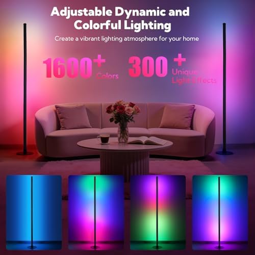 VZZNN SurPlife LED Corner Floor Lamp - Smart RGB Corner Lamp with App & Remote 16 Million Colors & 68+ Scene, Music Sync, Timer Setting - Ideal for Living Rooms, Bedrooms, and Gaming Rooms - Image 3